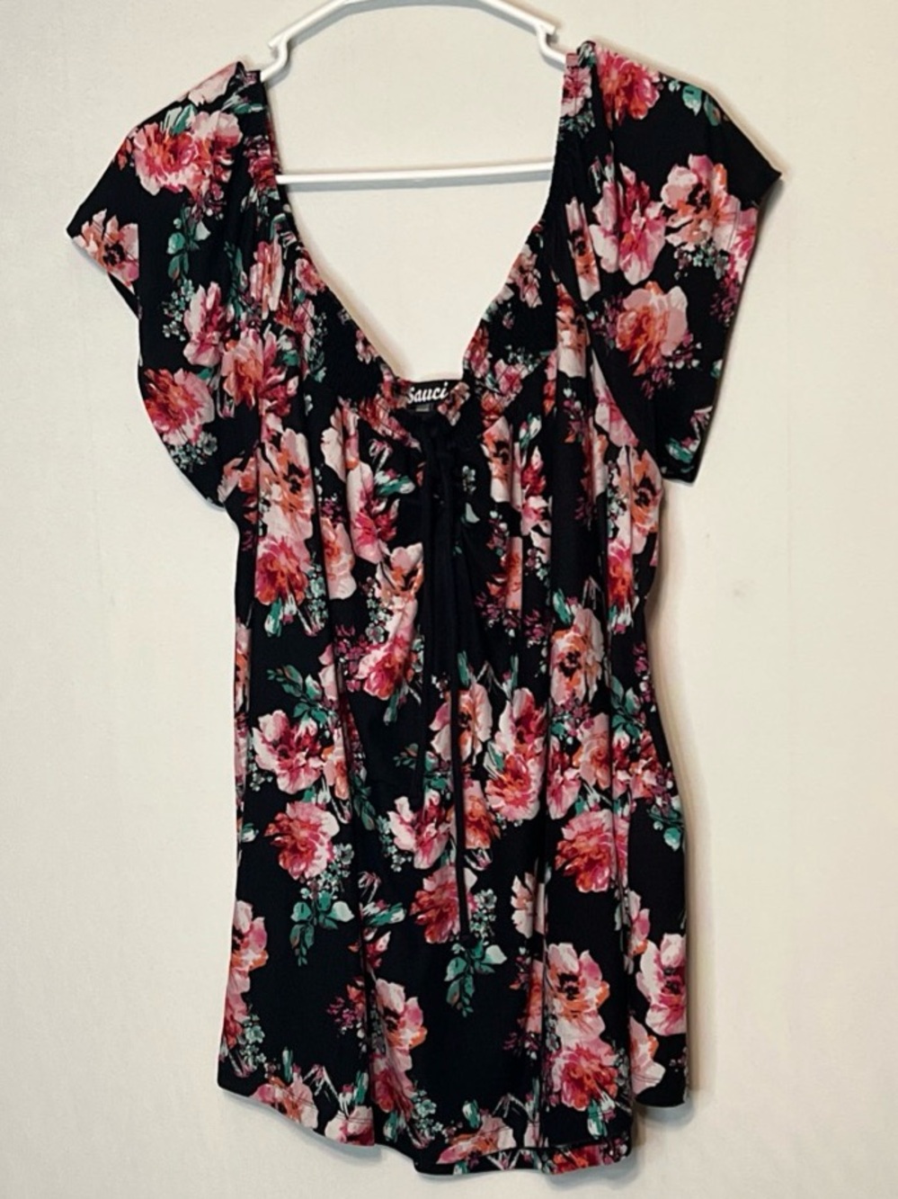 SAUCI Plus Size 3X Womens Floral Print Blouse Soft Stretch Top.